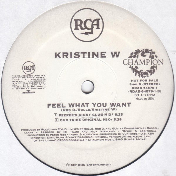 Kristine W : Feel What You Want (12", Promo)