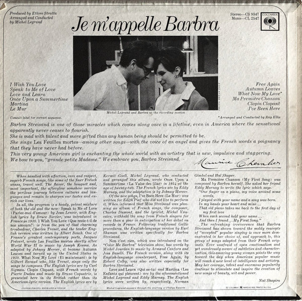 Barbra Streisand : Je M'Appelle Barbra (LP, Album)