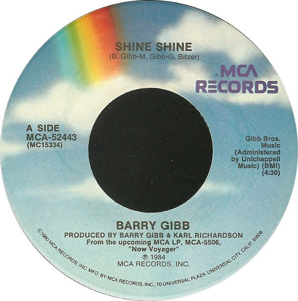 Barry Gibb : Shine Shine (7", Single, Pin)