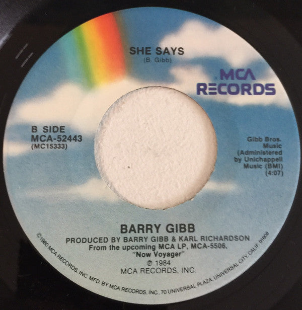 Barry Gibb : Shine Shine (7", Single, Pin)