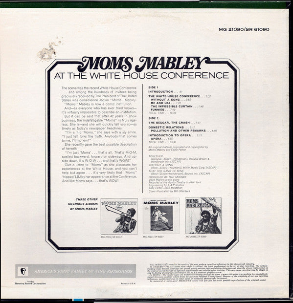 Moms Mabley : At The White House Conference (LP, Album, Mono)