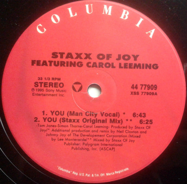 Staxx Featuring Carol Leeming : You (12")