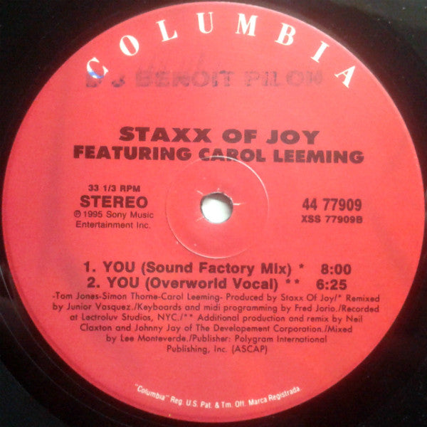 Staxx Featuring Carol Leeming : You (12")