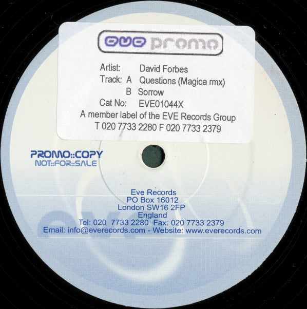 David Forbes : Questions (Magica Rmx) (12", Promo)