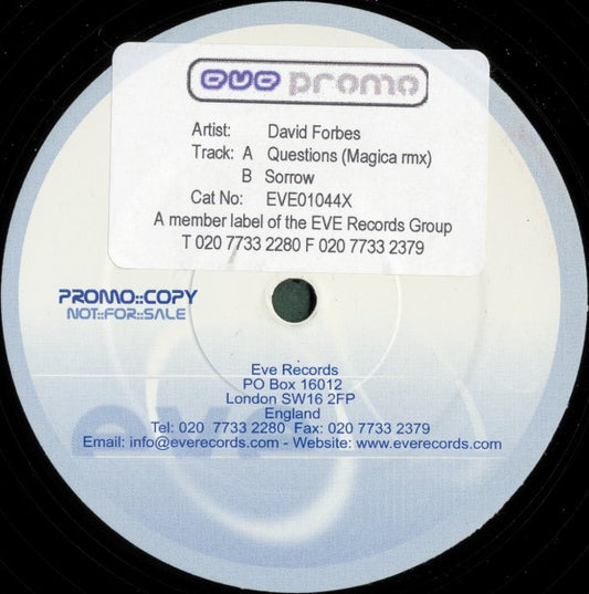 David Forbes : Questions (Magica Rmx) (12", Promo)
