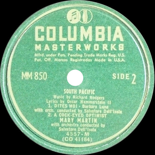 Mary Martin, Ezio Pinza, Rodgers & Hammerstein With "South Pacific" Original Broadway Cast : South Pacific (7xShellac, 10", Album)