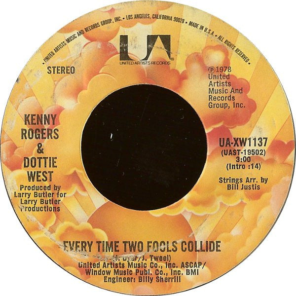 Kenny Rogers & Dottie West : Every Time Two Fools Collide (7", Ter)