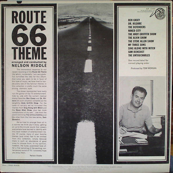 Nelson Riddle And His Orchestra : Route 66 And Other T.V. Themes (LP, Album)