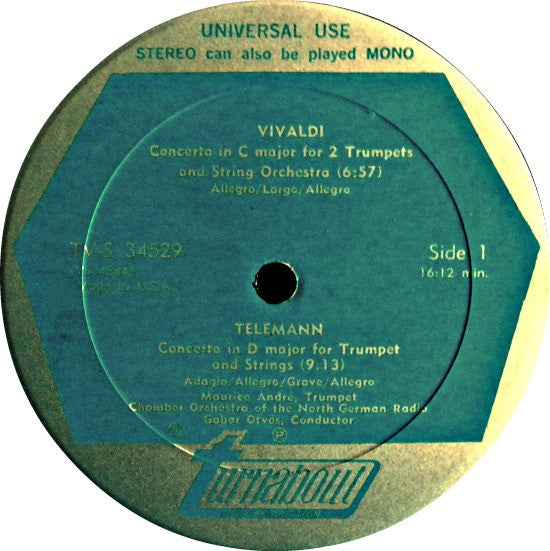 Maurice André - Kammerorchester Des Norddeutschen Rundfunks, Gabor Ötvös : Baroque Trumpet Concerti (LP)