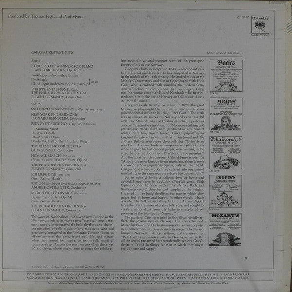 Edvard Grieg : Grieg's Greatest Hits (LP, Comp)