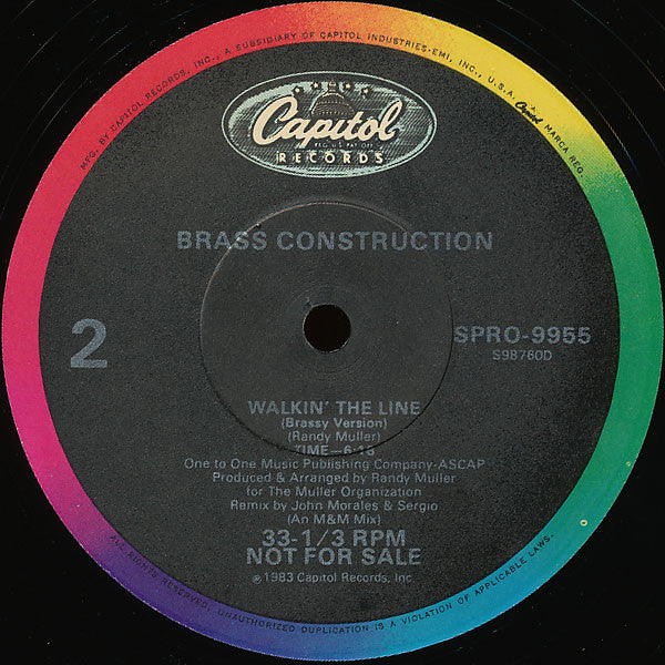 Brass Construction : Walkin' The Line (12", Promo)