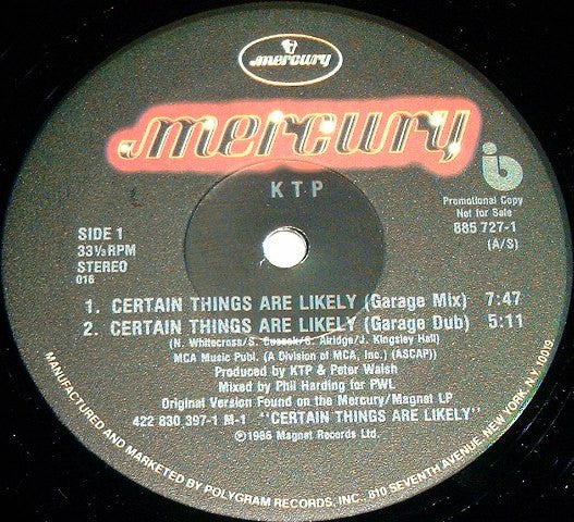 Kissing The Pink : Certain Things Are Likely (12", Promo)