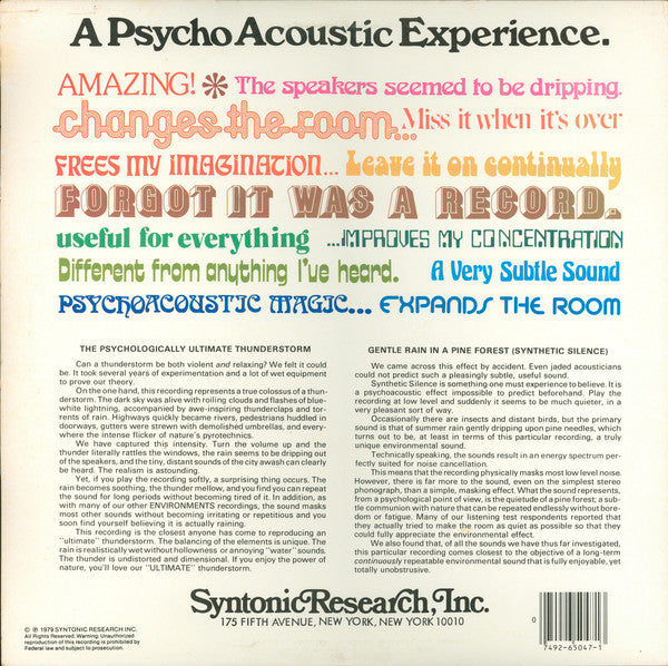 No Artist : Environments (Totally New Concepts In Sound - Disc 4 - Ultimate Thunderstorm / Gentle Rain In A Pine Forest) (LP, RE)