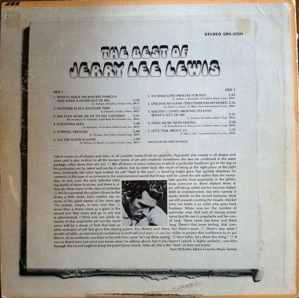 Jerry Lee Lewis : The Best Of Jerry Lee Lewis (LP, Comp)