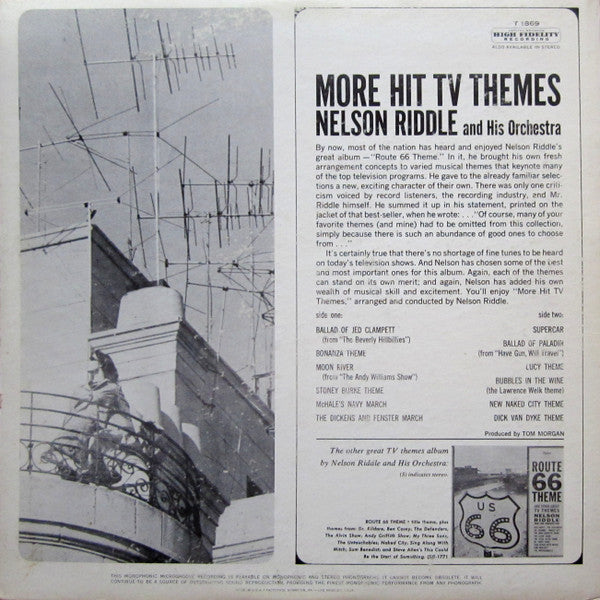 Nelson Riddle And His Orchestra : More Hit TV Themes (LP, Album, Mono)