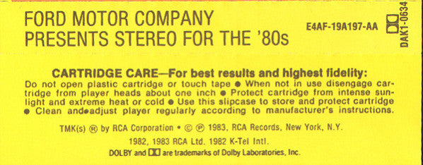 Various : Ford Motor Company Presents Stereo For The '80s (Cass, Comp)