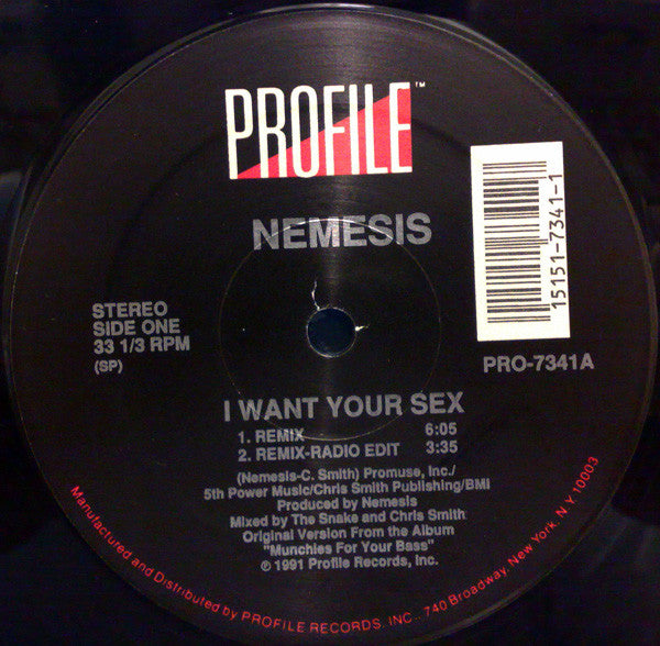 Nemesis (3) : I Want Your Sex (12")