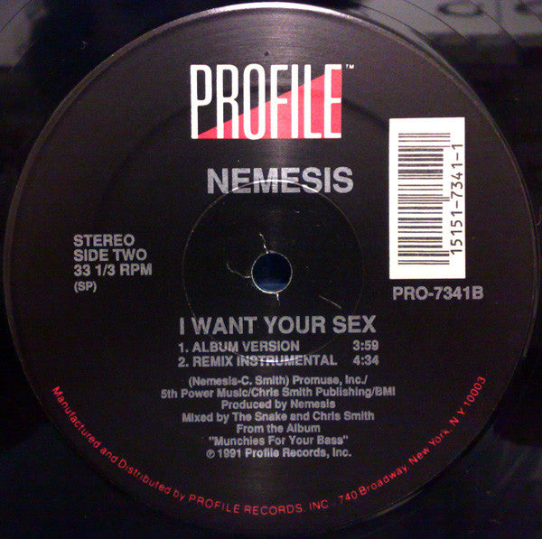 Nemesis (3) : I Want Your Sex (12")