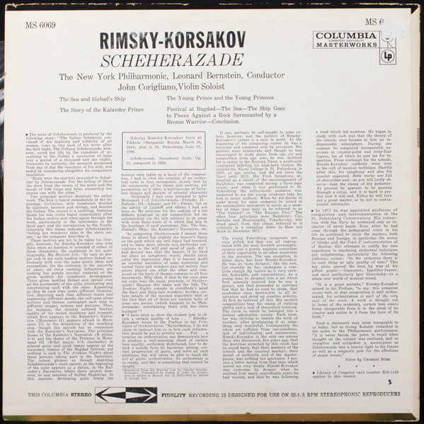 Nikolai Rimsky-Korsakov / The New York Philharmonic Orchestra, Leonard Bernstein : Scheherazade (LP, Album, Pit)