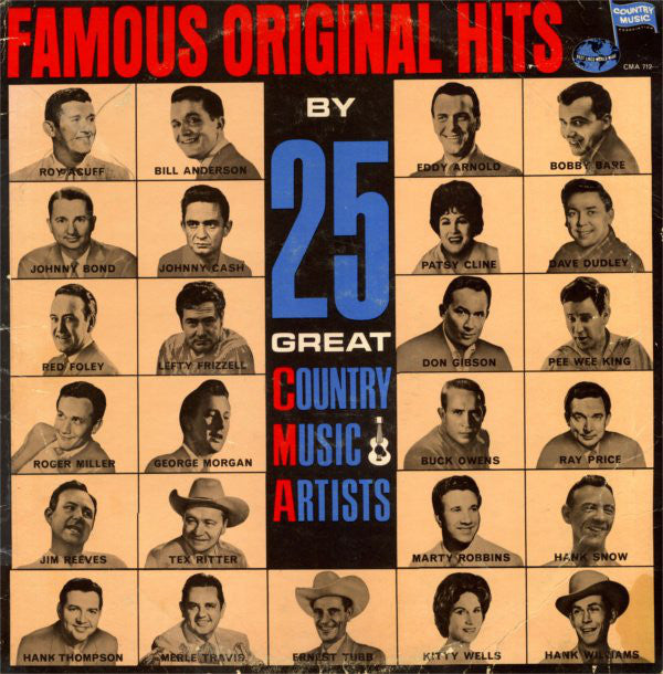 Various : Famous Original Hits By 25 Great Country Music Artists (LP, Album, Comp, Mono)