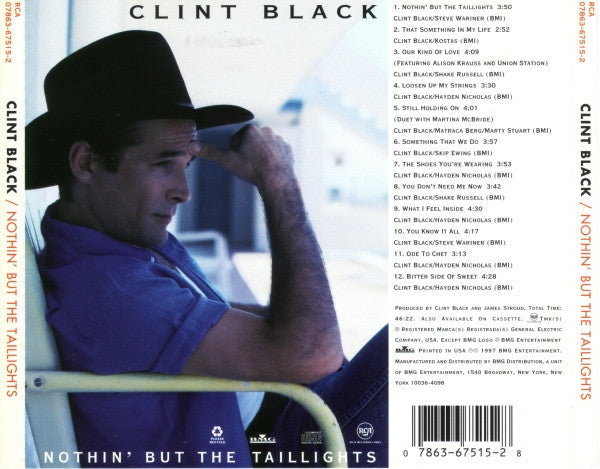 Clint Black : Nothin' But The Taillights (CD, Album, RE)