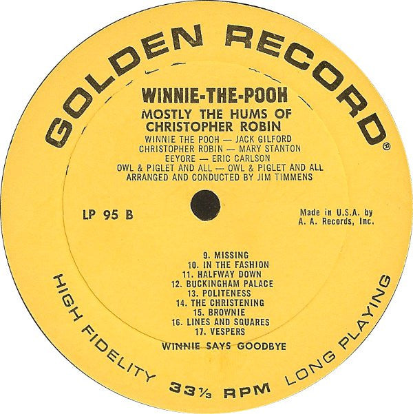 Jack Gilford : Winnie-The-Pooh: 17 Songs From The Pooh Song Book (LP)