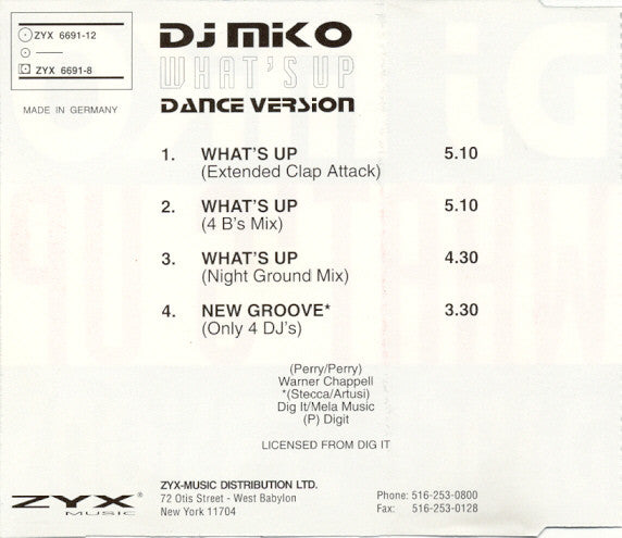 DJ Miko : What's Up (Dance Versions) (CD, Maxi)