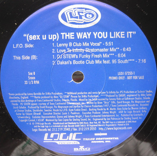 Lyte Funkie Ones : (Sex U Up) The Way You Like It (12", Promo)