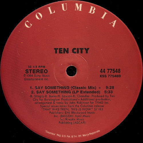 Ten City : The Way You Make Me Feel / Say Something (12")