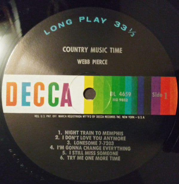 Webb Pierce : Country Music Time (LP, Album, Mono)