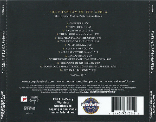 Andrew Lloyd Webber : The Phantom Of The Opera: The Original Motion Picture Soundtrack (CD, Album)