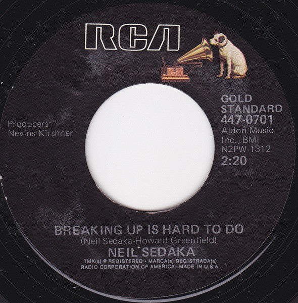 Neil Sedaka : Breaking Up Is Hard To Do / Next Door To An Angel (7", RE, Styrene)