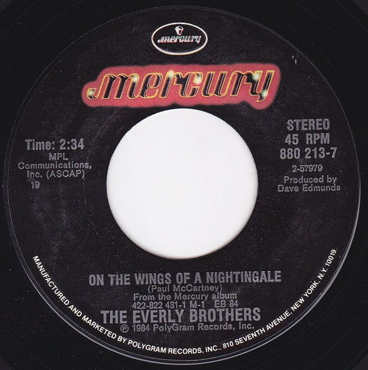 Everly Brothers : On The Wings Of A Nightingale (7", Single, Styrene, Bes)