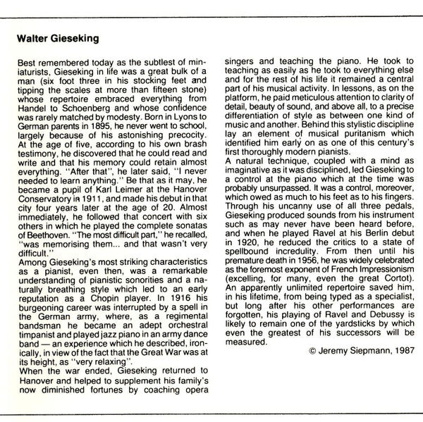 Debussy*, Walter Gieseking : Préludes (CD, Comp, Mono, RM)