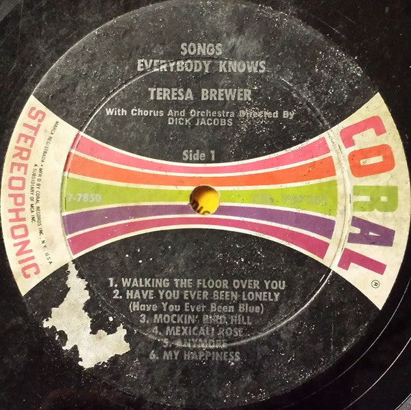 Teresa Brewer : Songs Everybody Knows (LP, Album, RP)