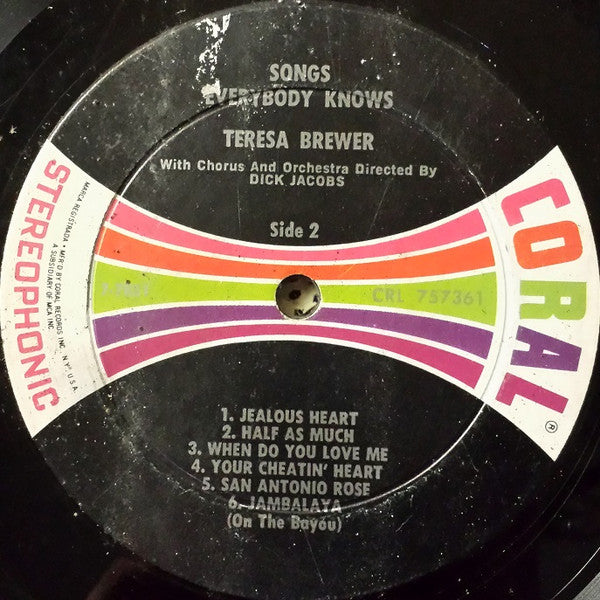 Teresa Brewer : Songs Everybody Knows (LP, Album, RP)