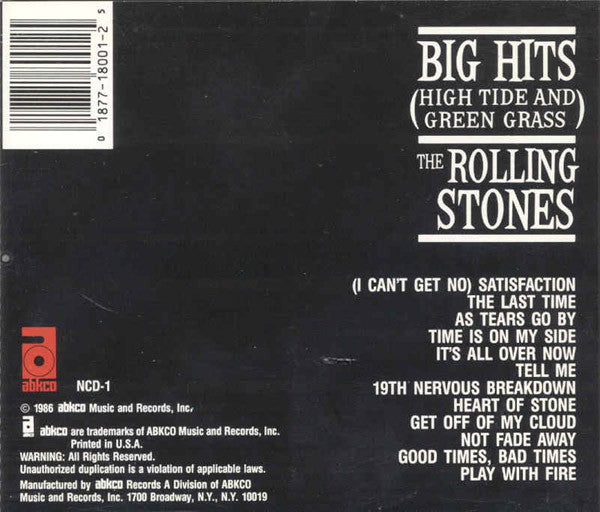 The Rolling Stones : Big Hits (High Tide And Green Grass) (CD, Comp, RE)