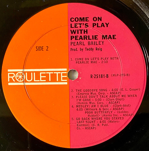 Pearl Bailey : Come On Let's Play With Pearlie Mae (LP, Album, Mono)