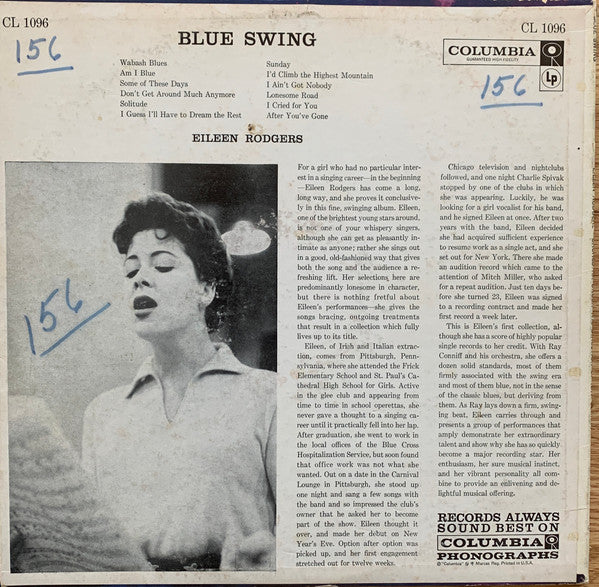 Eileen Rodgers : Blue Swing (LP, Album, Mono)