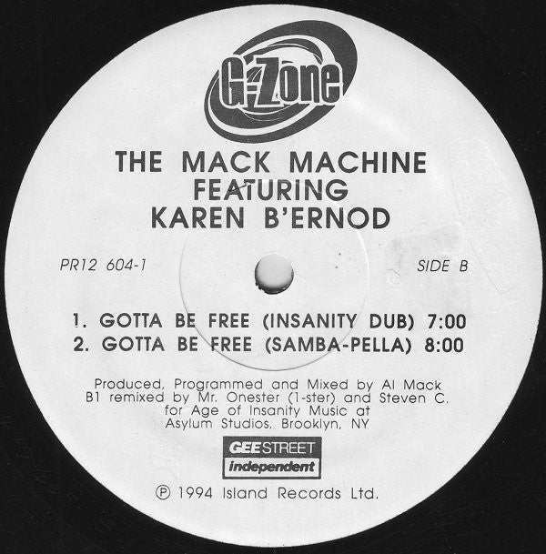 Al Mack Featuring Karen Bernod : Gotta Be Free (12", Promo)