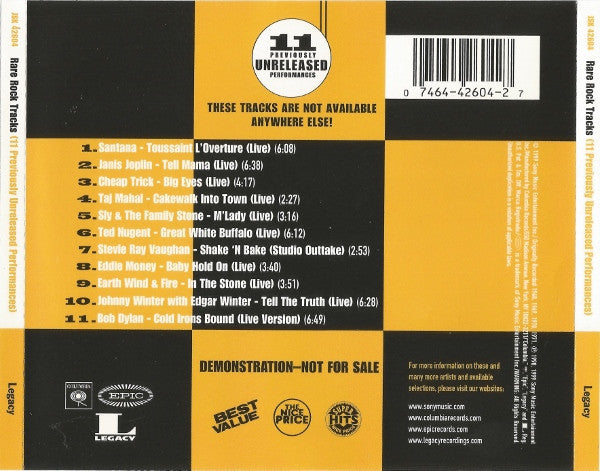 Various : Rare Rock Tracks (11 Previously Unreleased Performances) (CD, Comp, Promo)