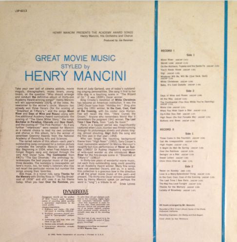 Henry Mancini And His Orchestra And Chorus : Henry Mancini Presents The Academy Award Songs (2xLP, Album, Hol)