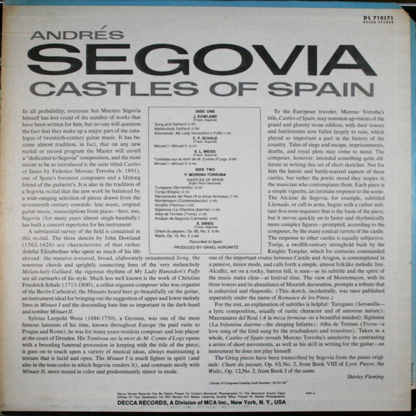 Andrés Segovia : Castles Of Spain (LP, Album)