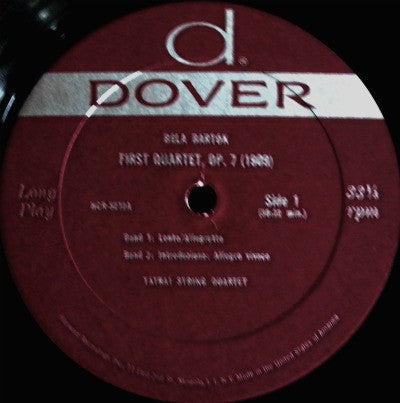 Béla Bartók - Tátrai Quartet : String Quartets (First Quartet. Op. 7 · Second Quartet. Op. 17) (LP)