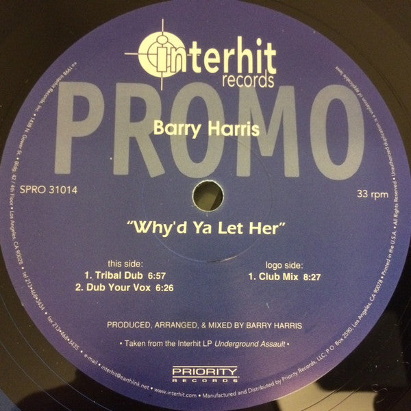 Barry Harris : Why'd Ya Let Her (12", Promo)