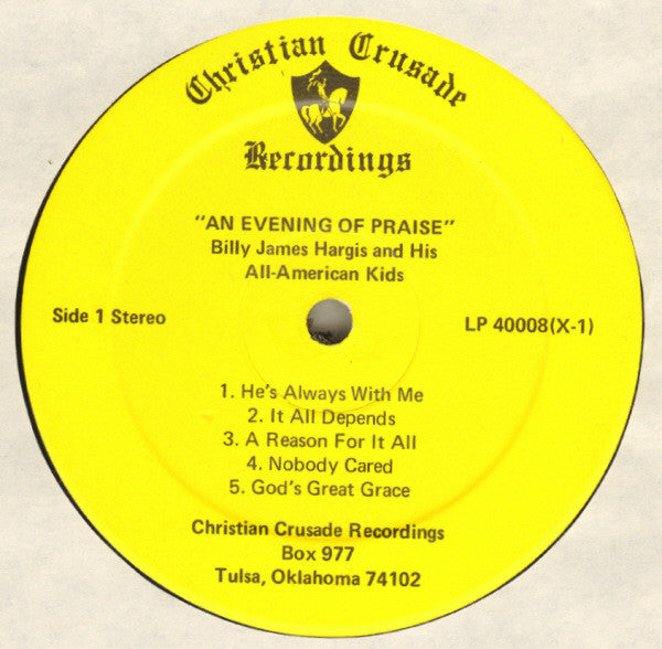 Billy James Hargis And His The All American Kids : "An Evening Of Praise" (LP, Album)