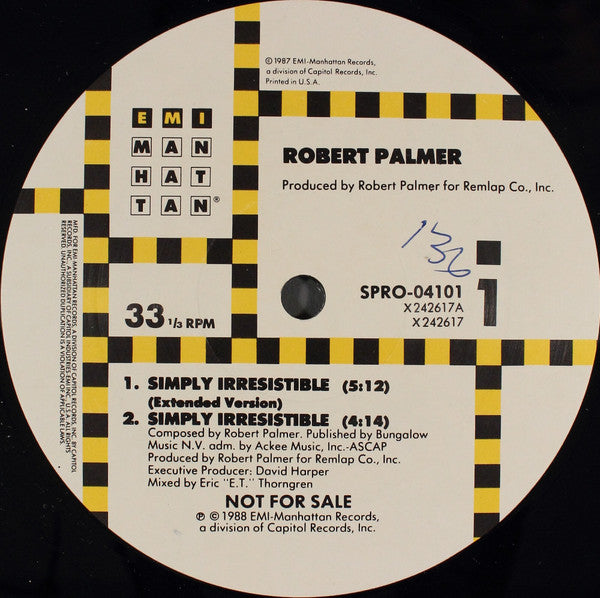 Robert Palmer : Simply Irresistible (Extended Version) (12", Promo)
