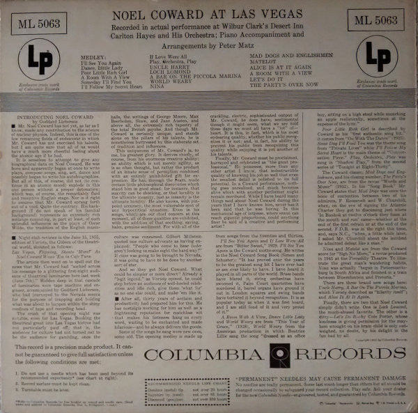 Noël Coward : Noel Coward At Las Vegas (LP, Album, Mono)