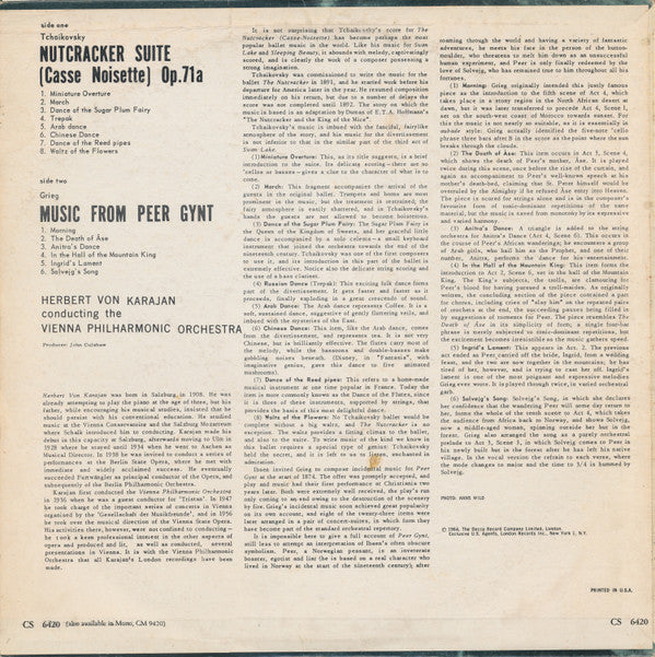 Pyotr Ilyich Tchaikovsky / Edvard Grieg - Herbert von Karajan, Wiener Philharmoniker : Nutcracker Suite / Peer Gynt Suite (LP, Album)