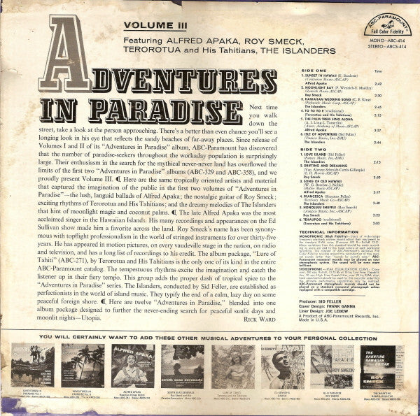 Various : Adventures In Paradise Volume 3 (LP, Comp)
